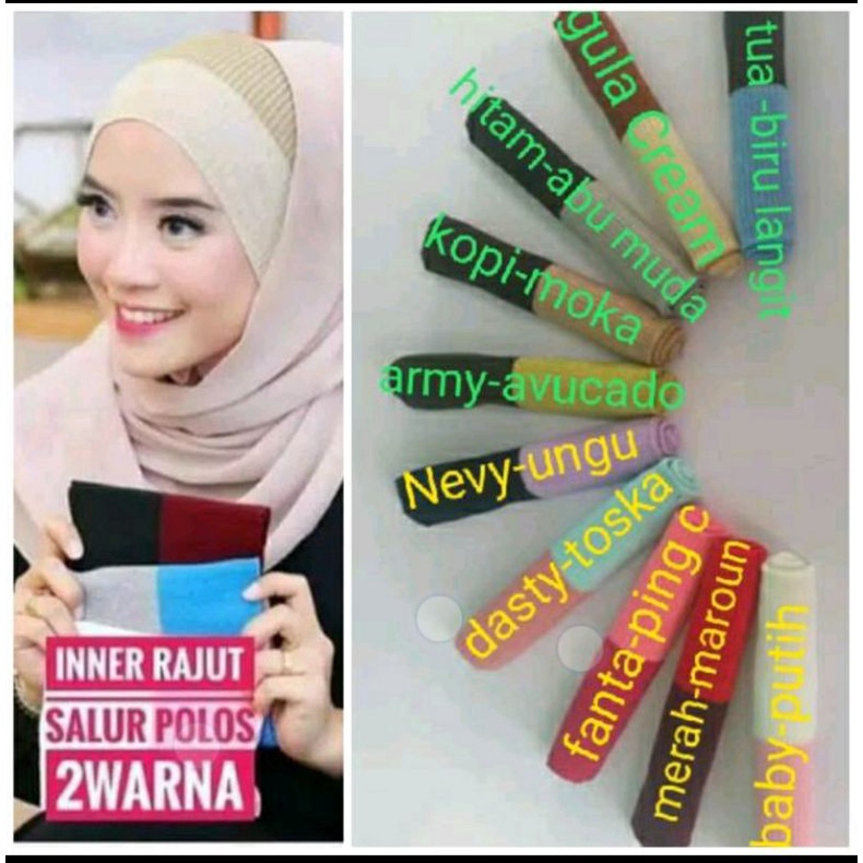 Ciput rajut 2 warna Bandana rajut 2 warna inner rajut 2 warna Berkualitas Anak ciput hijab bandana