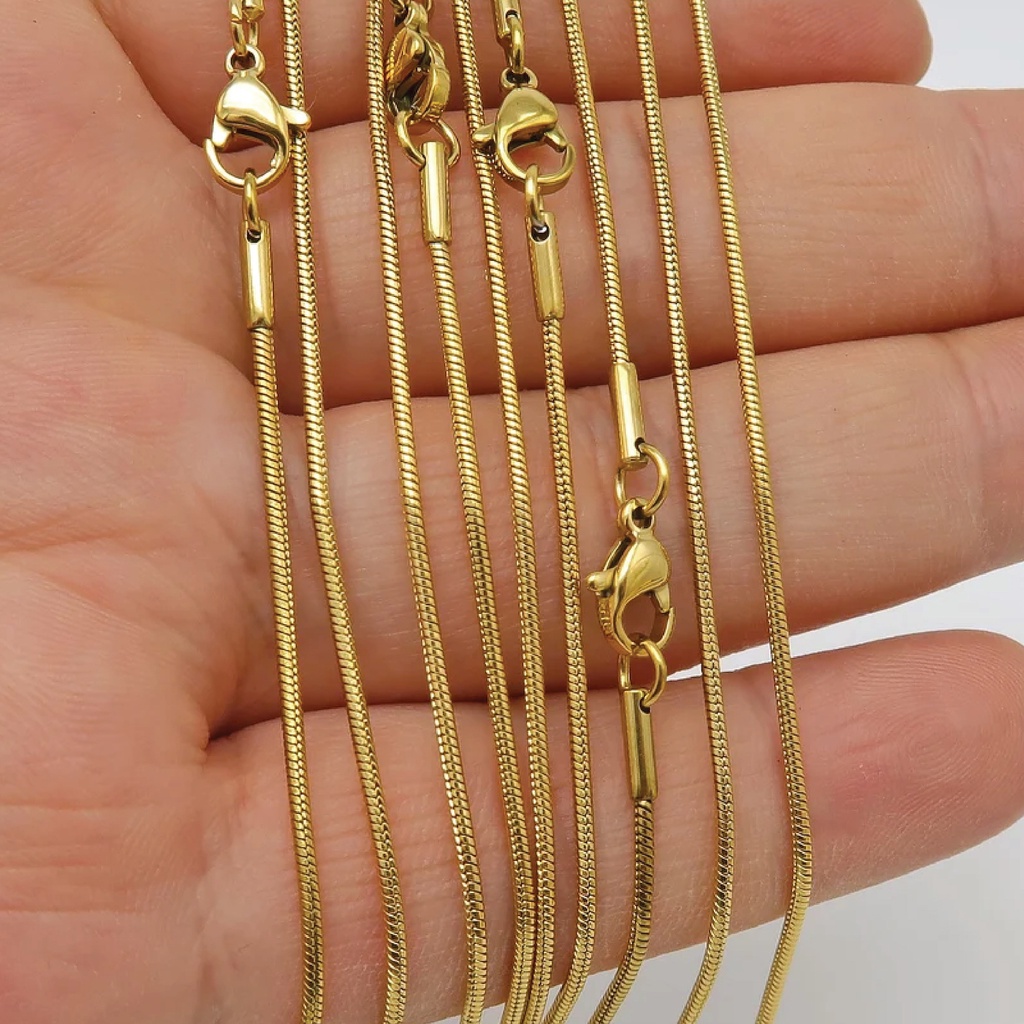 Kalung Rantai Polos Belut Gold/ Silver READY