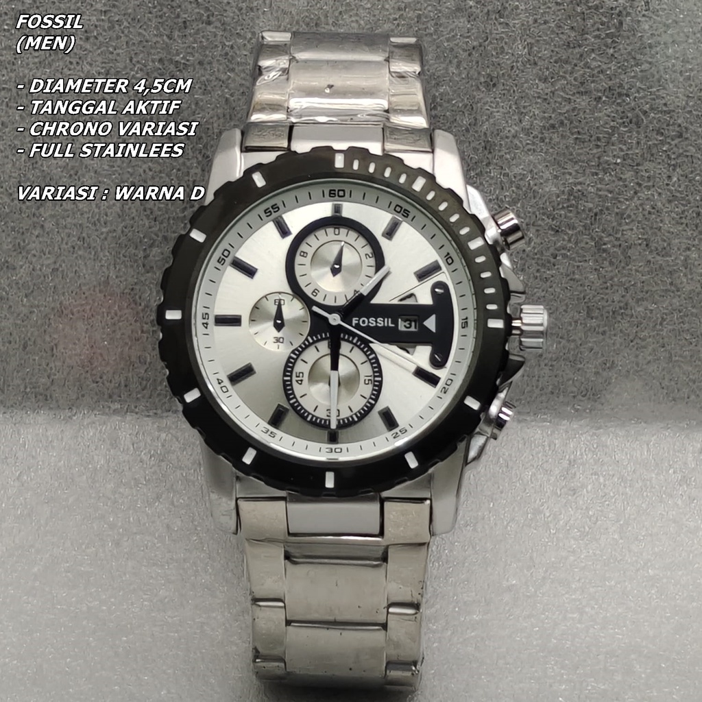 JAM TANGAN PRIA FASHION RANTAI BODY BULAT TANGGAL AKTIF CHRONO OFF