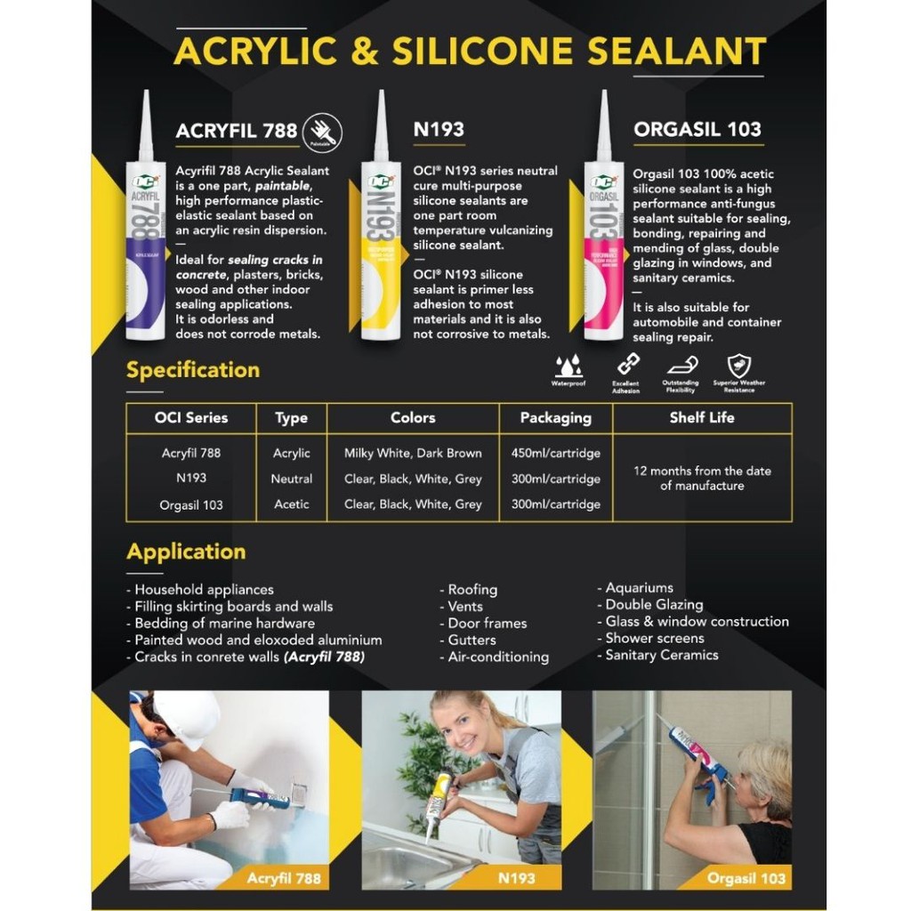 Lem Silicont Sealant OCI Orgasil 103 Lem Kaca Bisa Indoor Outdoor