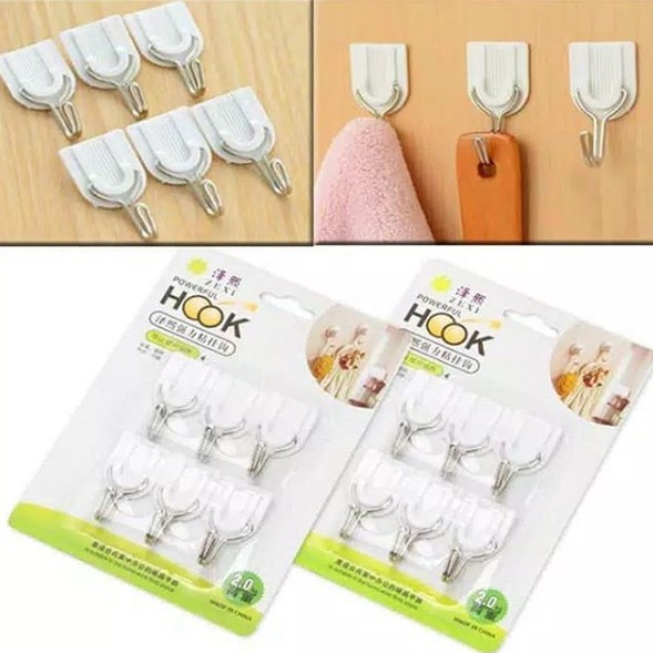 Hanger gantungan hook tempel dinding serbaguna multifungsi 6pcs