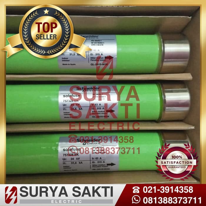 Fuse Schneider 24kv 63A solefuse 1 set fuse kepala besar MV fuse