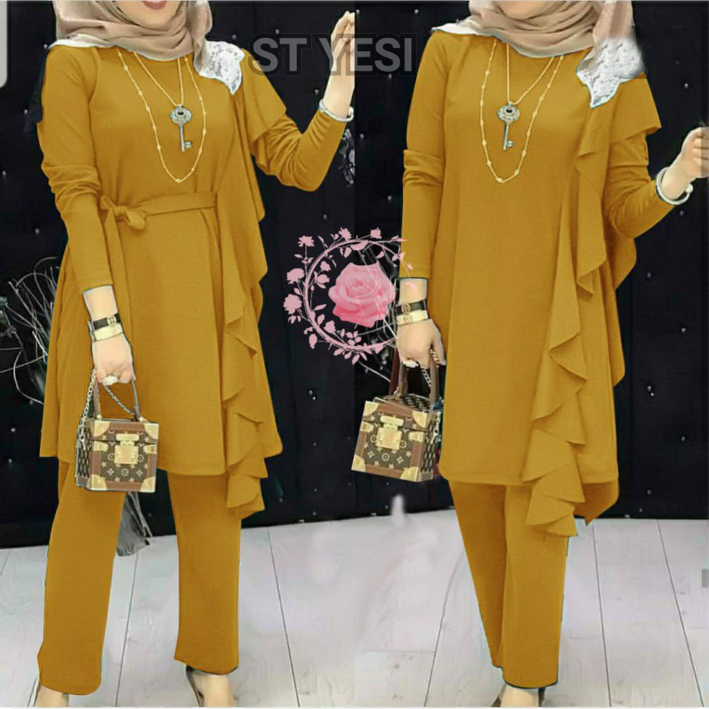 SETELAN YESI 5XL 3XL 2XL XL L  / PAKAIAN PESTA FORMAL / SET WANITA LENGAN PANJANG