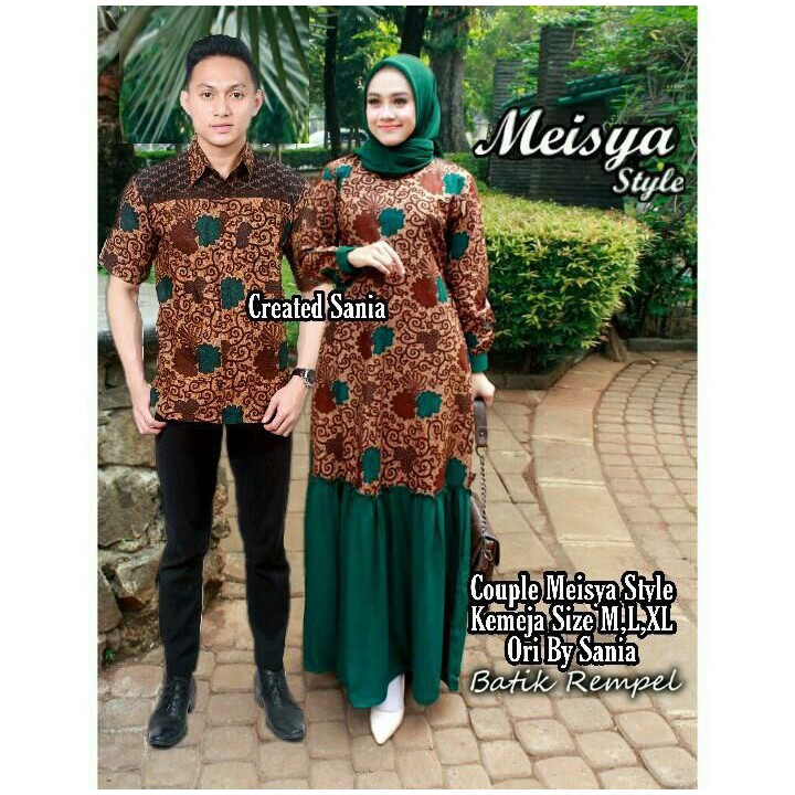 Maura Couple - Sania Ruffle Batik Couple Ori Ndoro Jowi Garansi Termurah Shopee - BATIK MODERN SOLO-Ijo bunga