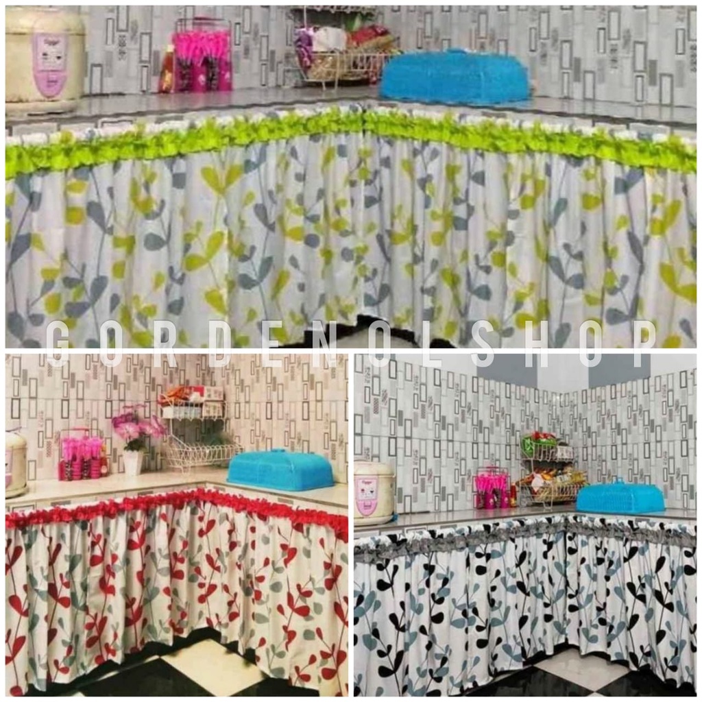 Gorden Kolong Dapur/Kompor Hordeng Jendela Mini/Kecil Bisa Custome Tinggi Motif Bunga