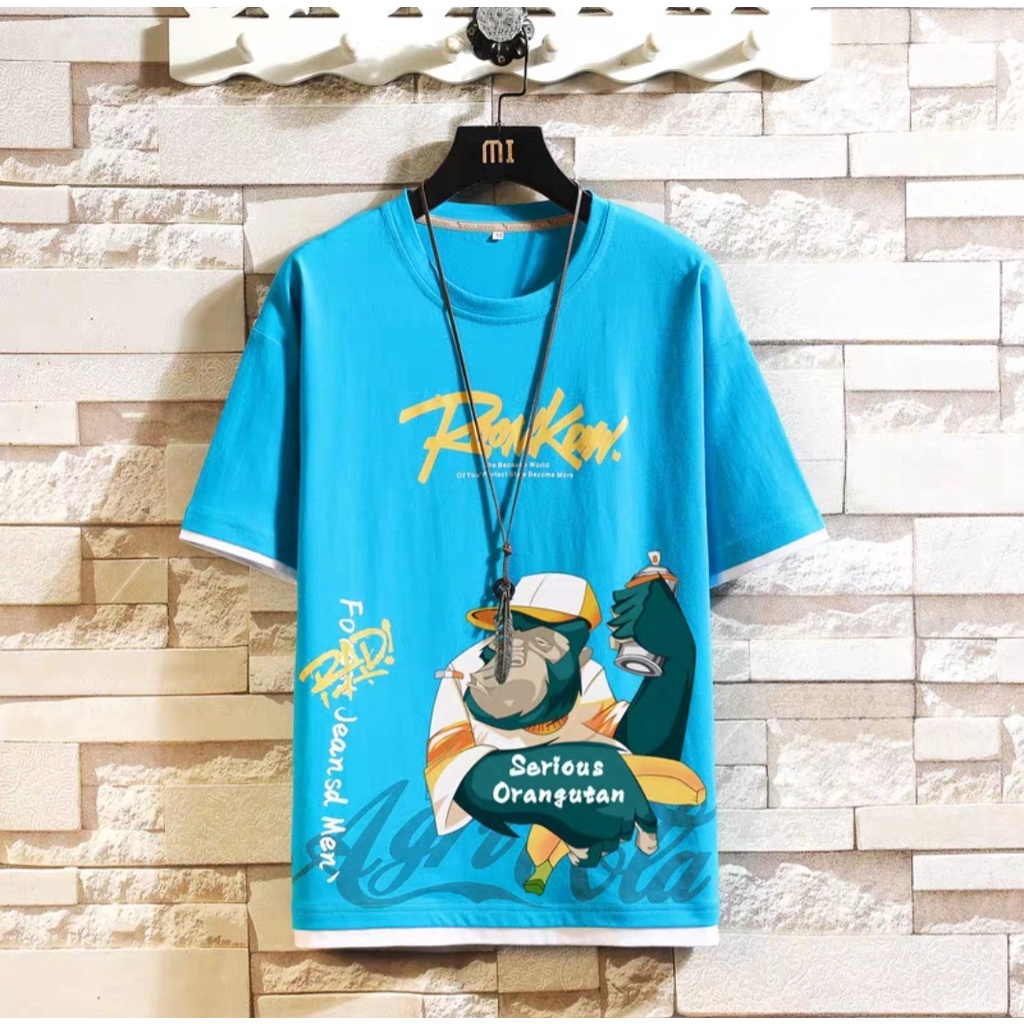 INDOSAN-BAJU KAOS MONKEY-KAOS MOTIF SABLONAN KEREN MODEL KEKINIAN-REAL PICT-BISA COD