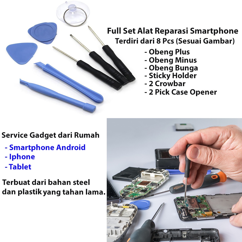 Full Set Alat Servis Hp Smartphone Iphone Tablet Laptop Pc Self Repair Lengkap Termurah Shopee Indonesia