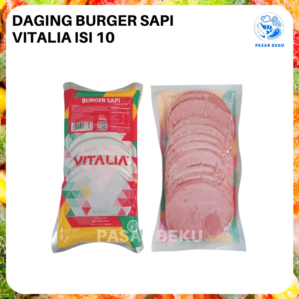 

(Khusus AREA SUMBAR) Burger Sapi Vitalia 250gr Daging Beef Sandwich Frozenfood Padang