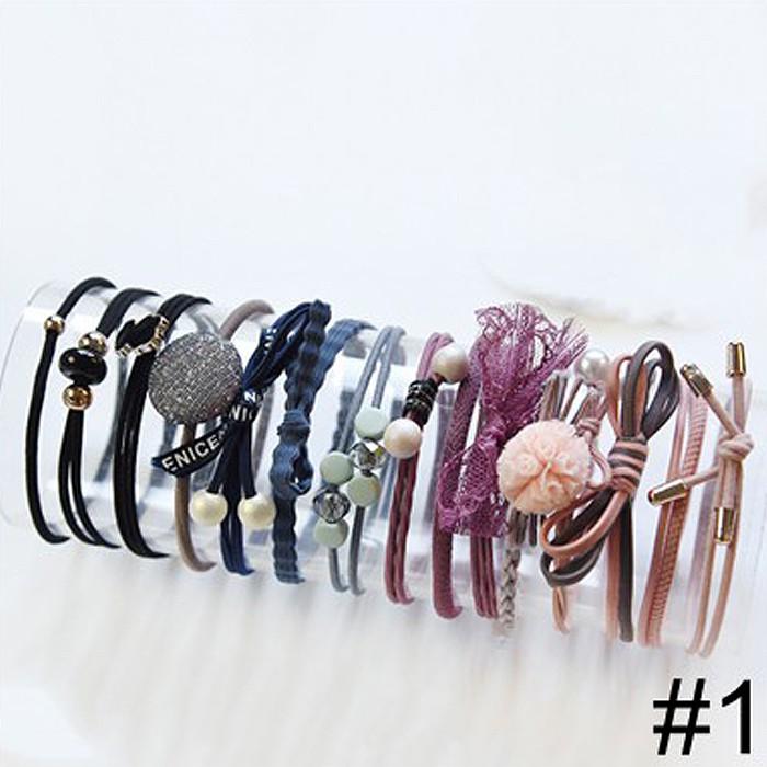 ★ Cayman ★ 1 Set Ikat Rambut Simple Bahan Karet Gaya Wanita Fashion Women Lady Hair Band jew35-Design 1 (15pcs)