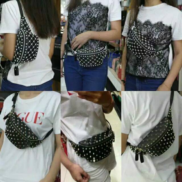 Tas Valentino Rockstud Spike Quilted Belt Bag