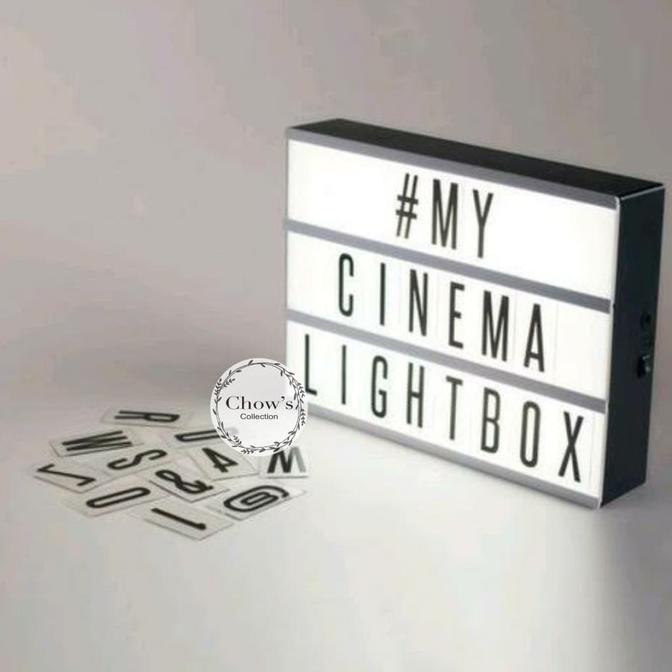 TERBARU DIY Cinema Light Box / Kotak Lampu Dekorasi Huruf Neon LED - Ukuran A4 - Biru Muda