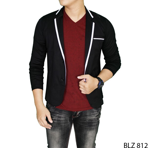 Blazer Casual Pria Katun Hitam BLZ 812