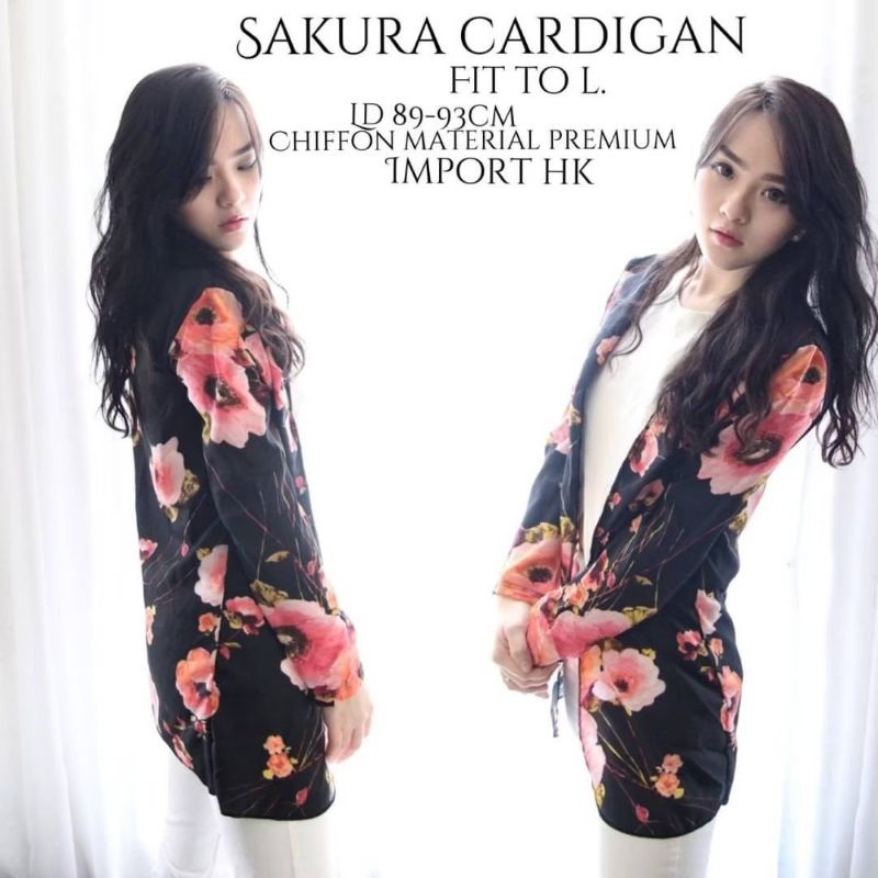 Sakura Cardigan | Outer Perempuan | Cardigan panjang motif bunga