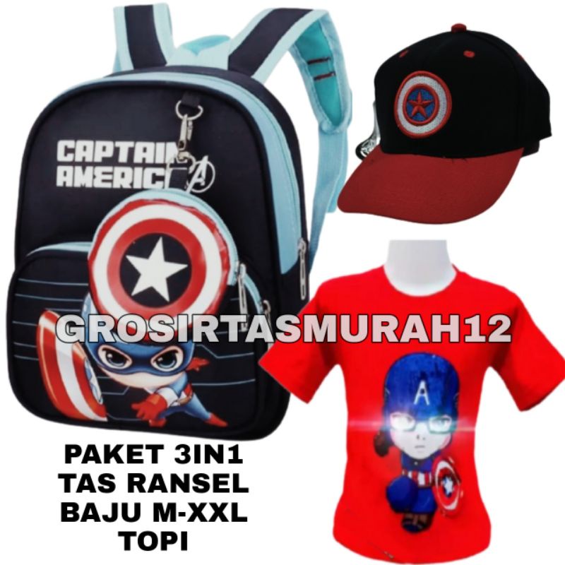 Tas sekolah anak laki laki / tas ransel anak Kaos LED Baju Anak Superhero