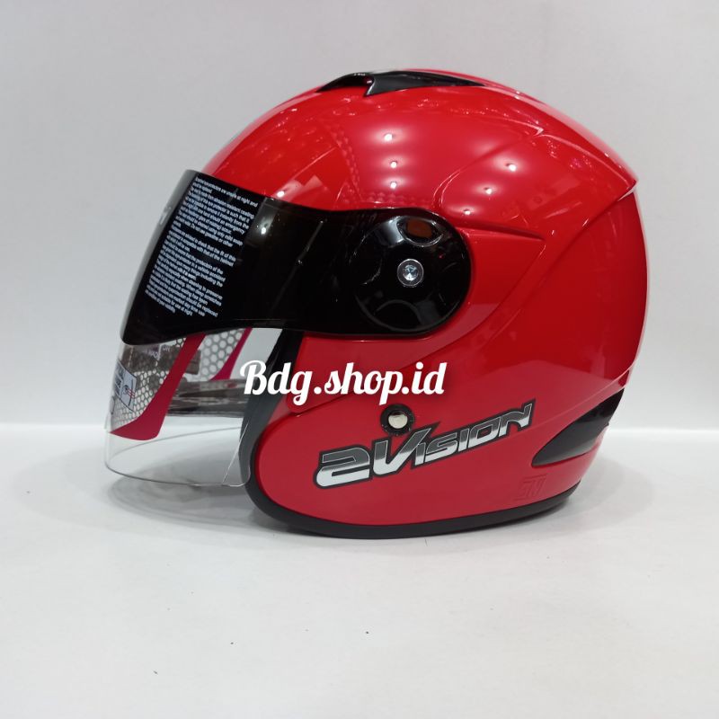 Helm kyt 2 vision solid halpace-Merah cabe