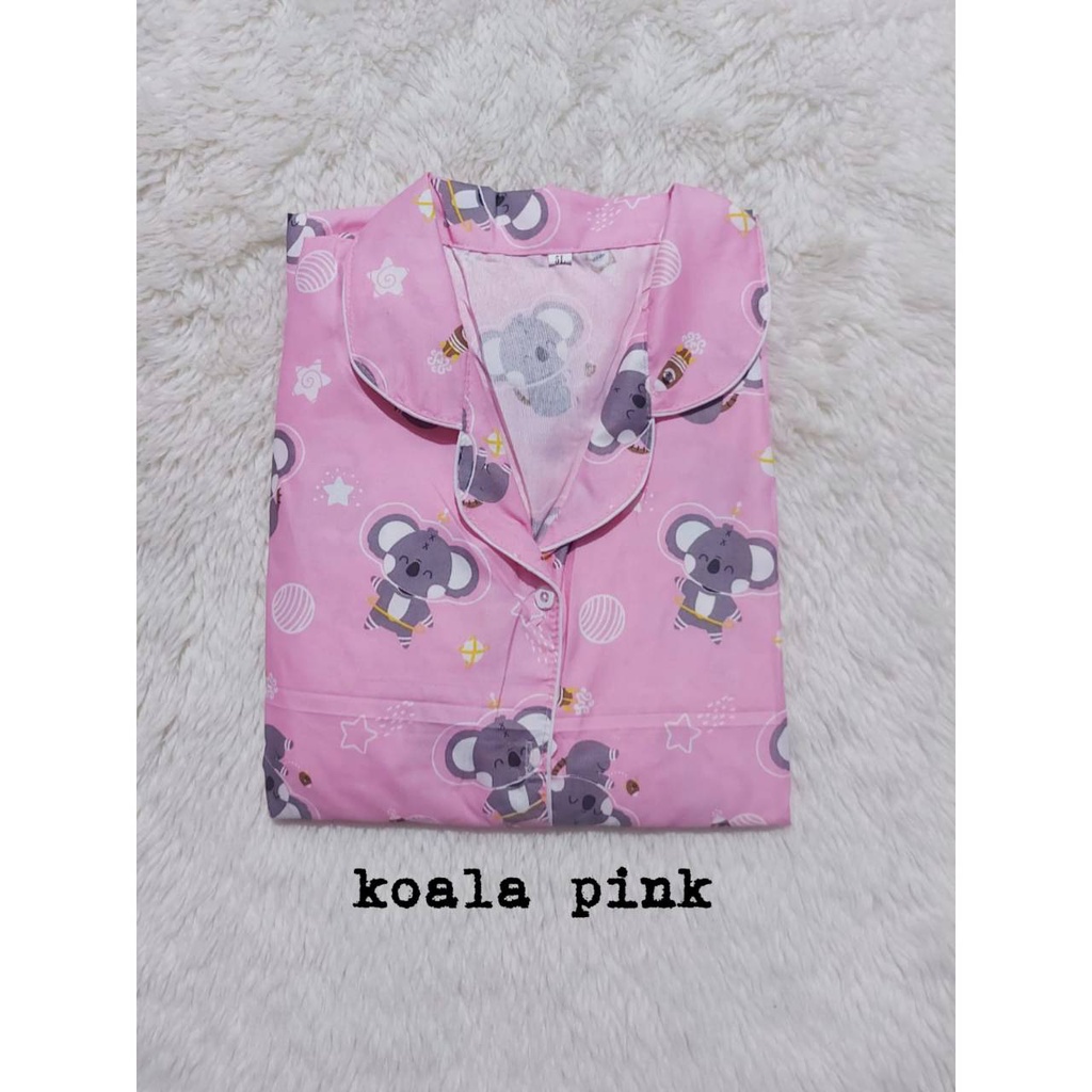 PEPOY SHOP Setelan Piyama Baju Tidur CP  LD 104  CM DEWASA Motif Good Quality.-KOALA PINK