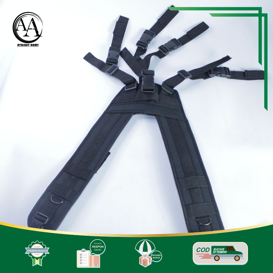 DRAHRIM 2 in 1 HITAM POLOS PERLENGKAPAN ATRIBUT SATPAM SECURITY BANSER - DR02