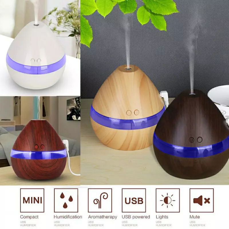HUMIDIFIER PURIFIER DIFFUSER AROMATHERAPY MINI ULTRASONIC 300ML FREE AROMATERAPI ESSENTIAL OIL