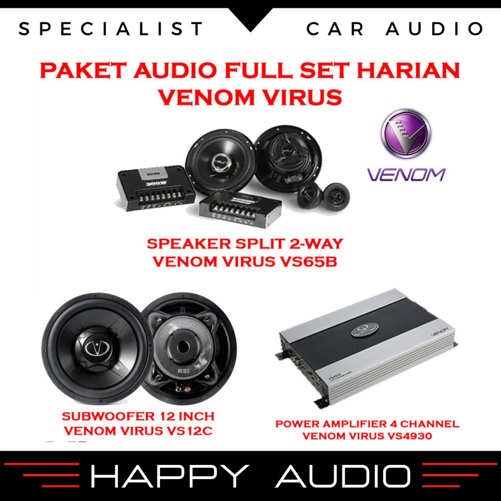 Paket Audio Mobil Harian VENOM VIRUS Full Set Sound System ORIGINAL by VENOM AUDIO HIGH QUALITY