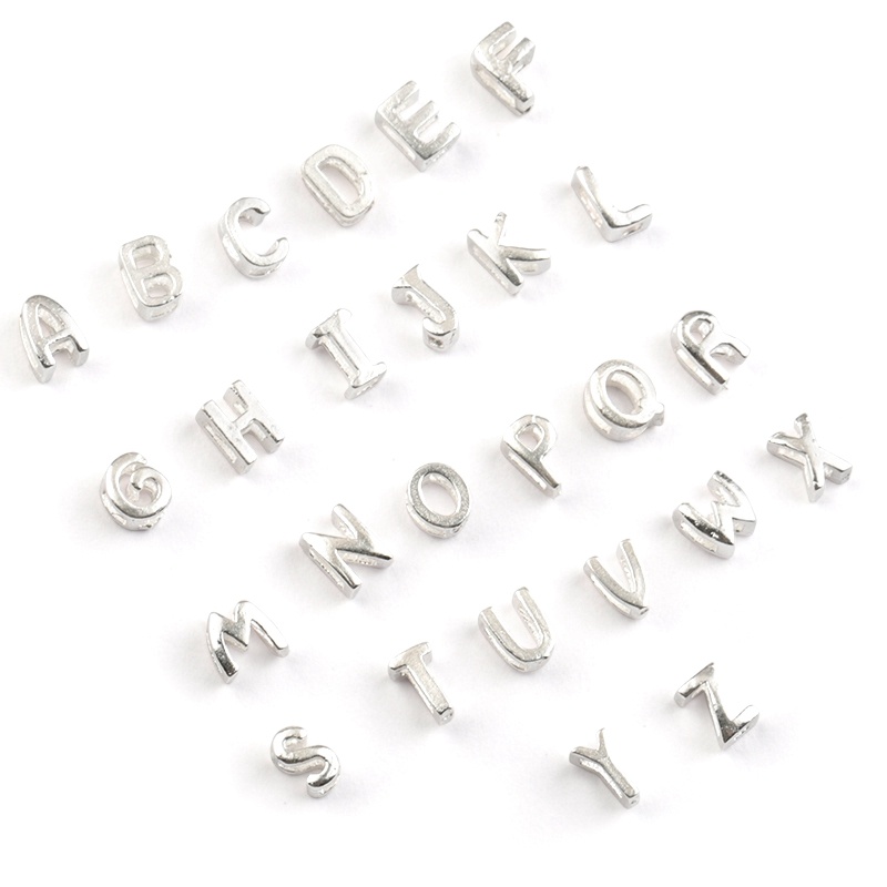 1 pcs 925 Sterling Silver Letter Beads A-Z Untuk Pembuatan Kalung DIY