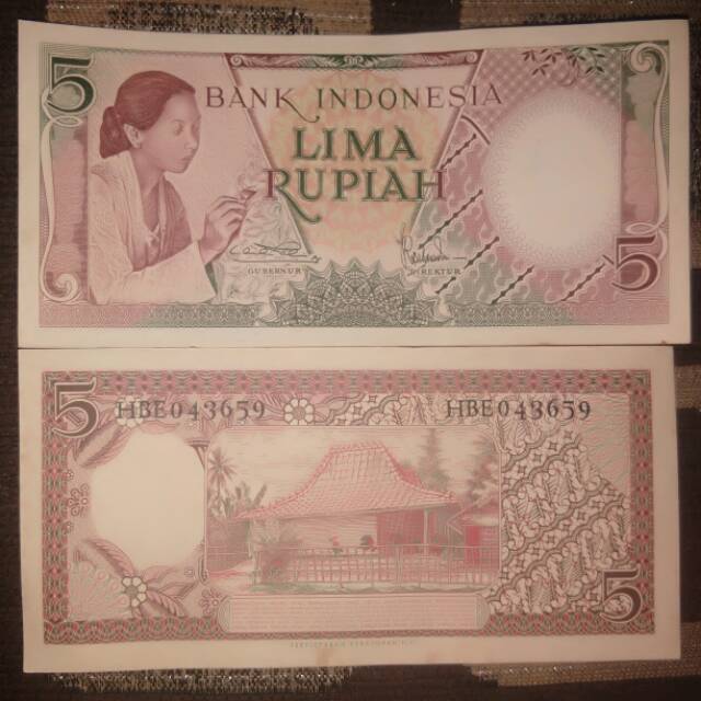 UANG KUNO UANG MAHAR 5 Rupiah Seri Pekerja 1958