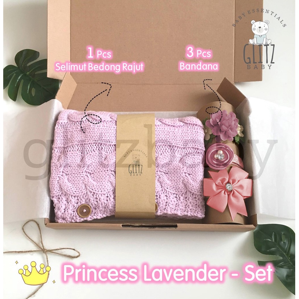 Gift Set Hampers Bayi Perempuan Kado Lahiran Newborn - Glitz Baby Glitzaksesoris-Princess Lavender A