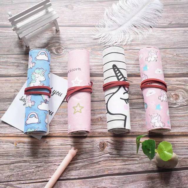 

Tempat pensil gulung kanvas motif Unicorn