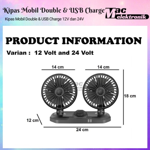 Kipas Angin Mobil Double KIPAS ANGIN MOBIL FLECO SINGLE, DOUBLE, DOUBLE CHARGER DAN MOFEL JEPIT 8in