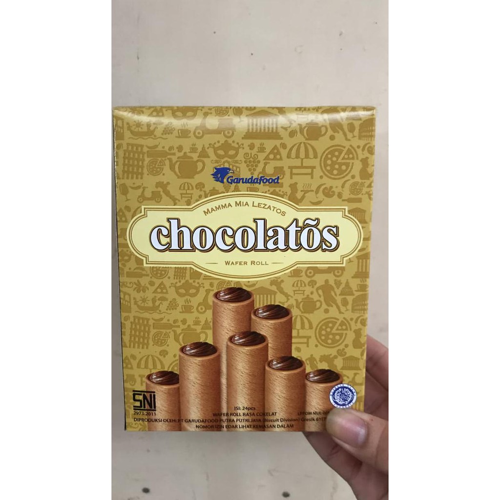 

Chocolatos Wafer Roll 1 Box - 24 Pcs Dus Pak - Stick Murah Garuda Food