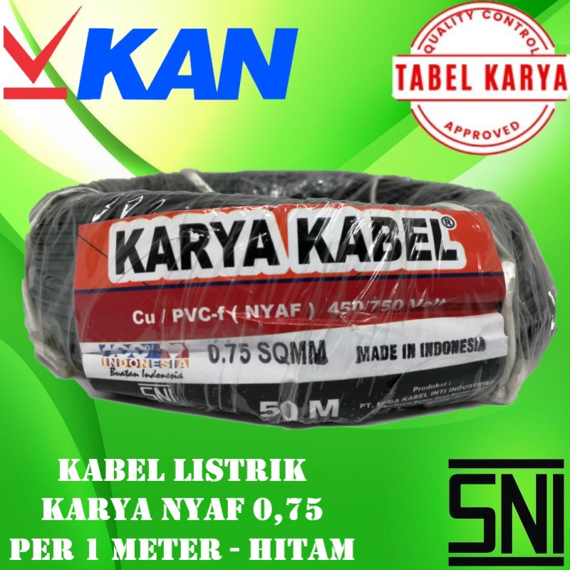 Kabel NYAF 0.75mm 50M Serabut Tembaga Murni SNI Cable Body 1 Jalur Harga 1Roll isi 50m Full Serabut isi Banyak Cocok Buat Kabel Motor Mobil Berkualitas Ukuran Standar