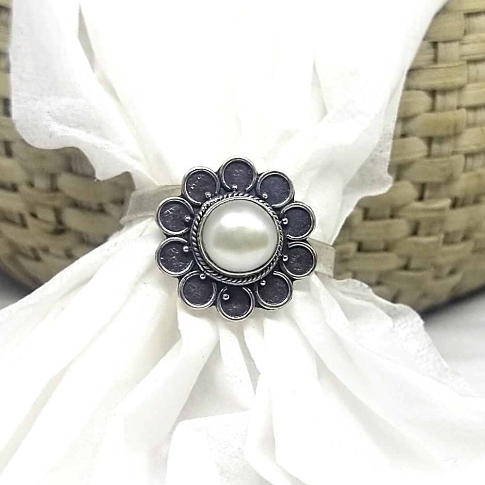 Cincin Ring Perak Silver Bali Ukir Polos Mutiara bunga Tali air kepang Asli 925 Etnik