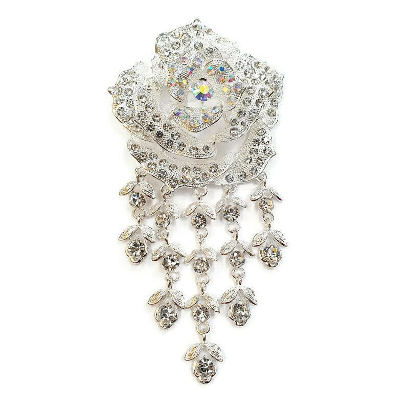 Bros Kebaya Flowie Satuan Aksesoris Modern/Bros Kekinian Motif Mawar-Putih