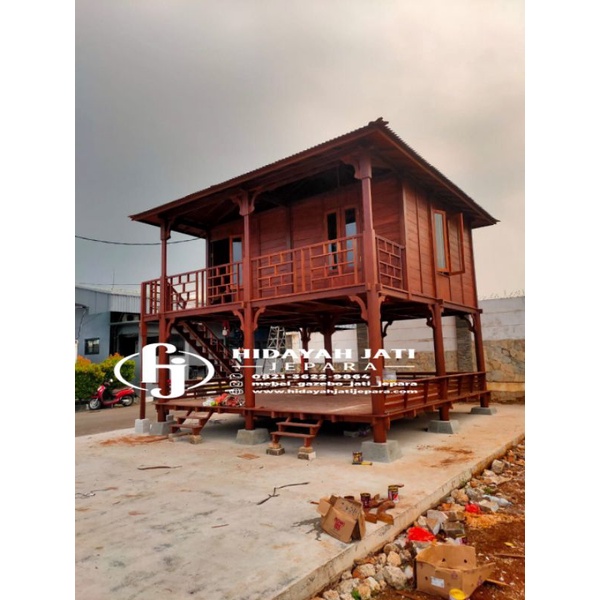 Rumah kayu gazebo panggung kayu kelapa
