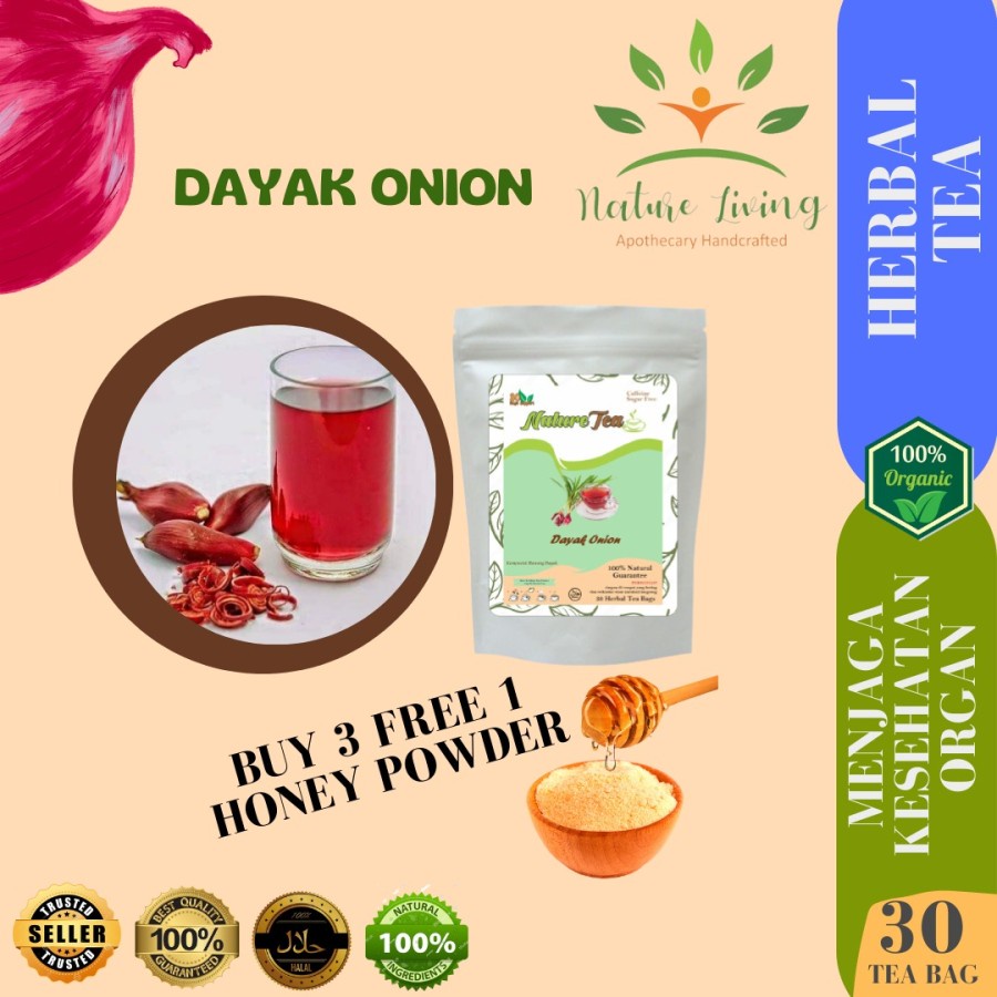 

Premium Teh Celup Bawang Dayak isi 30 tea bag (kantong teh) - Teh antioksidan tinggi, menjaga kadar kolestrol, infeksi bakteri, kesehatan jantung - Nature Tea by Nature Living