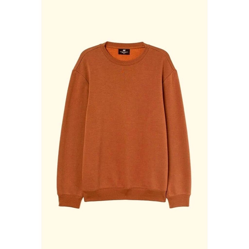 Crewneck Sweater H&M Full Basic Colour HM Sweatshirt HNM Polos-CARAMEL