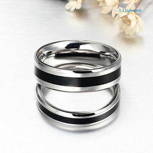 Ls Cincin Titanium Stainless Steel Warna Hitam Untuk Pria / Wanita