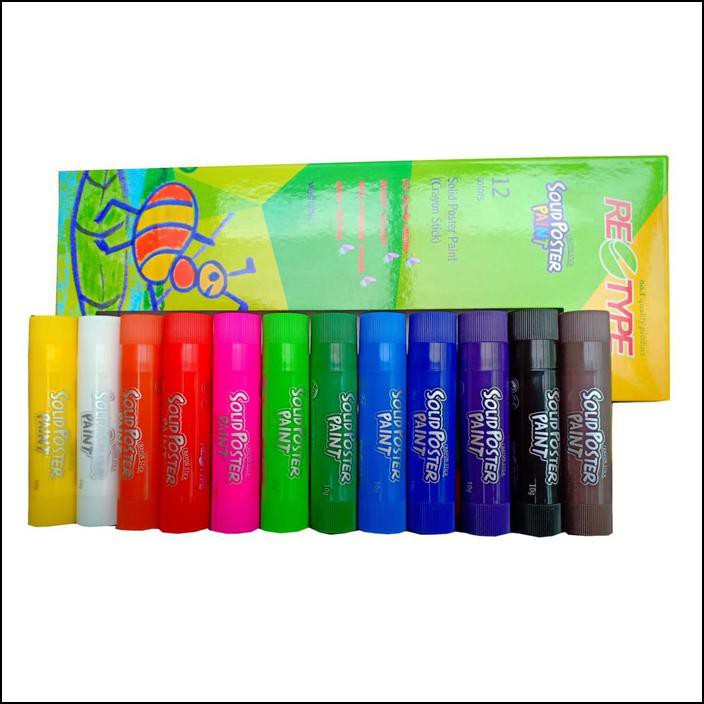 

RETYPE 12PCS SOLID POSTER PAINT CRAYON OIL BASED AMAN ANAK KIDS SAFE
