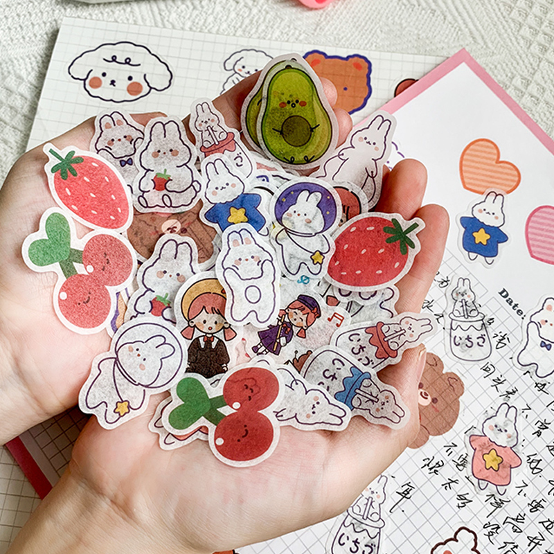 40pcs Stiker Kertas Karakter Kartun Perempuan Jepang Untuk Dekorasi Diary / Album Foto Diy