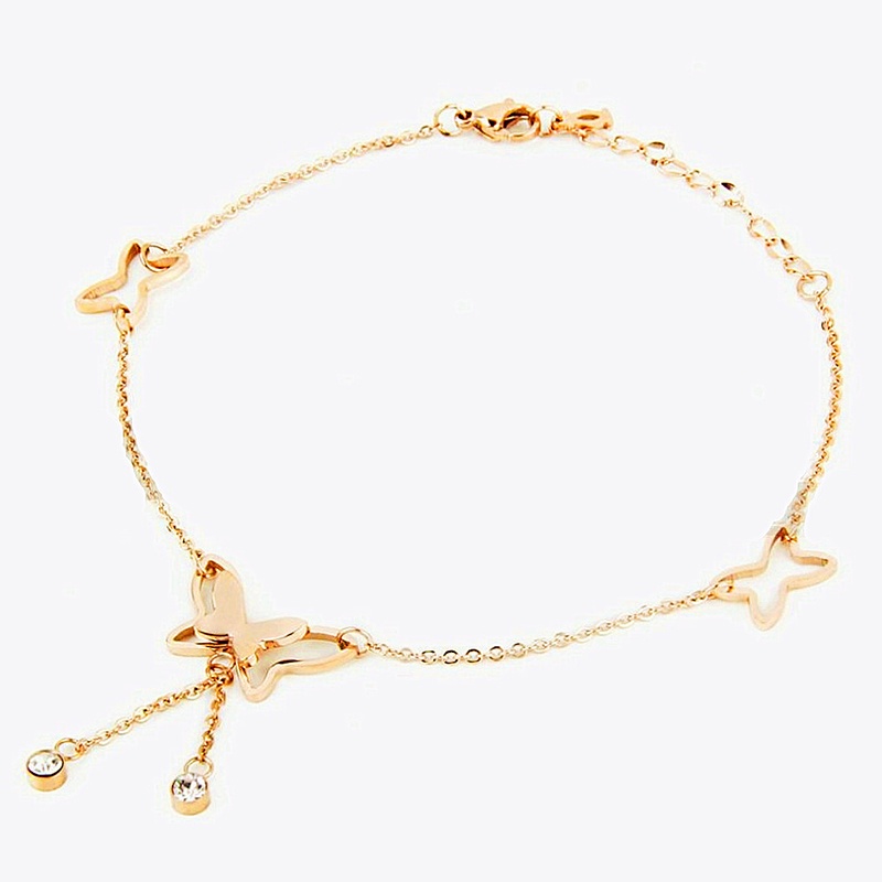 Fashion Gelang Kaki Dan Tangan Rantai Alloy Ala Korea Dengan Liontin Butterfly Kupu-kupu - ol-gold