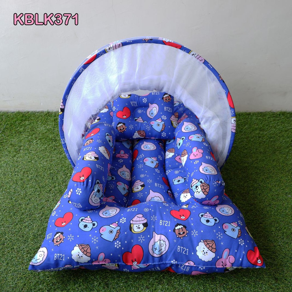 PROMO..SET KASUR BAYI TENDA KELAMBU NEWBORN BANTAL GULING KARAKTER LUCU BABYBESS KAIN KATUN ORIGINAL