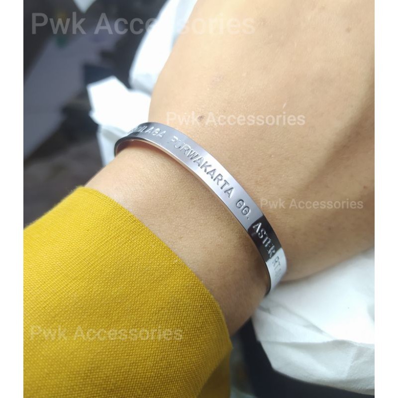 gelang identitas gelang kecemasan gelang lansia / pikun Stainless steel GPID6