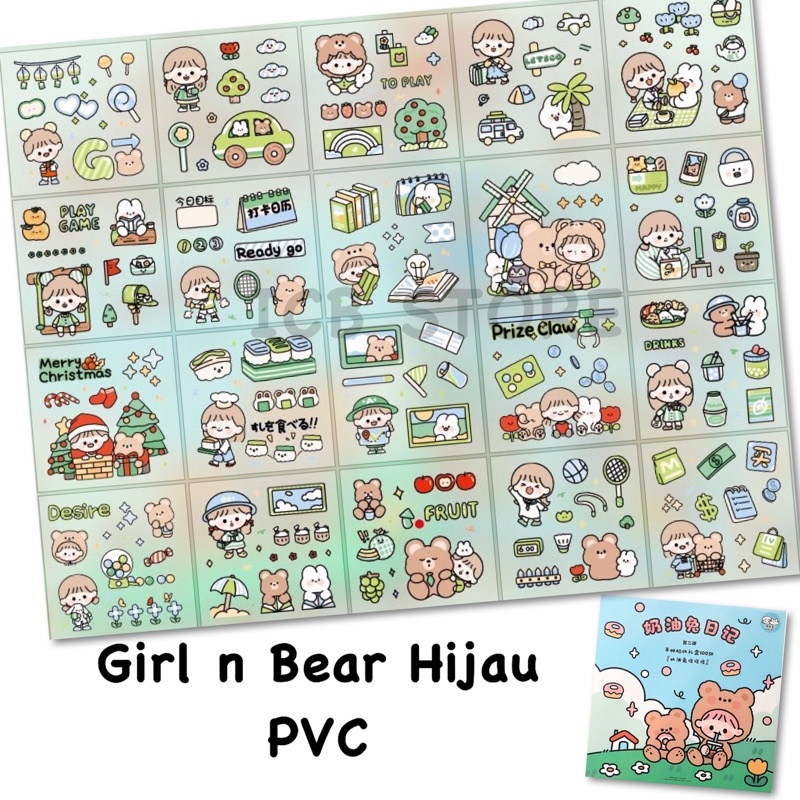 1 Lembar Stiker Aesthetic Tumblr Hp / Stiker Lucu Telado-GNB HIJAU PVC
