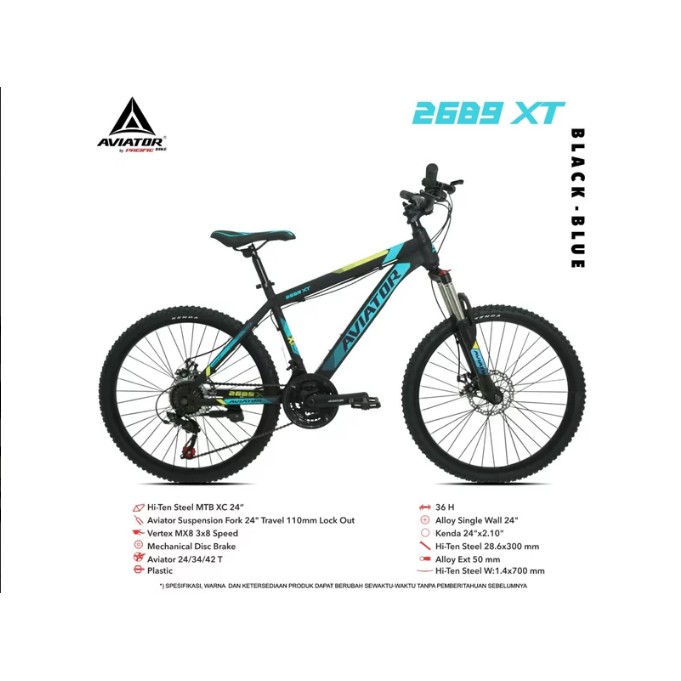 Sepeda MTB 24 Aviator 2689 XT 3x8 Speed