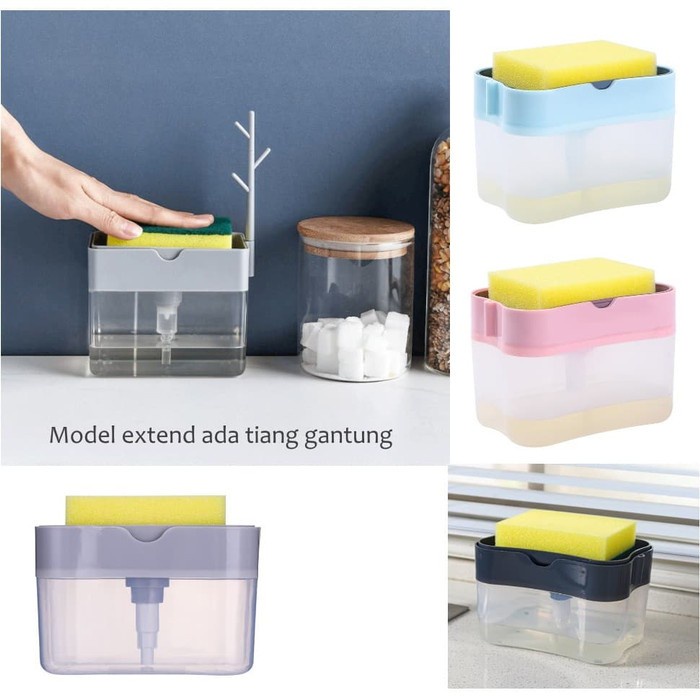 Tempat Sabun Cuci Piring - Soap Pump Sponge Caddy Dispenser Spons Multifungsi