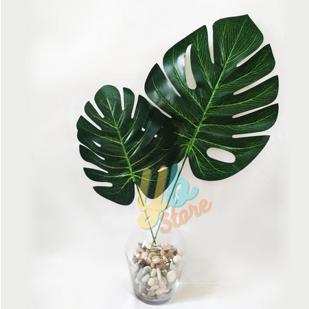 DAUN PLASTIK MONSTERA 40 CM / DAUN ARTIFICIAL DEKORASI / BUNGA ARTIFICIAL DEKORASI RUMAH DAUN PALSU