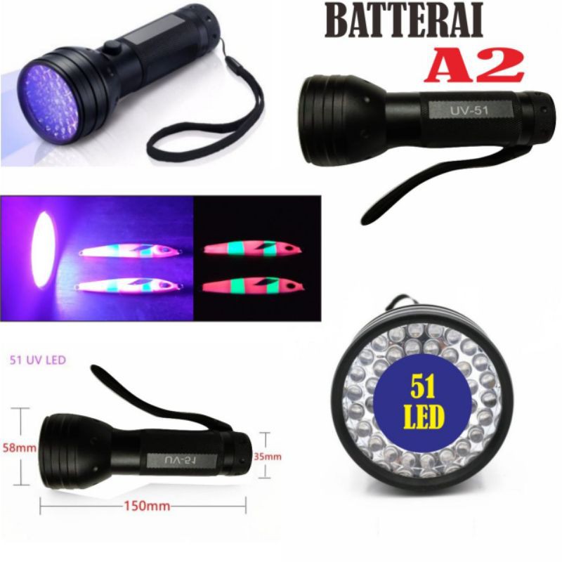 Senter UV Ultraviolet 51 LED / UV Flashlight / UV Torch