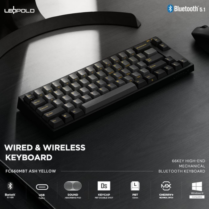 Leopold FC660MBT Ash Yellow 65% Bluetooth Mechanical Gaming Keyboard