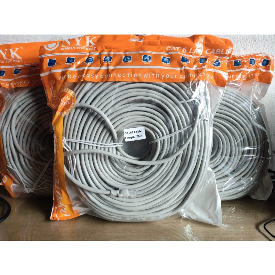 Kabel UTP LAN Cat 6 70 Meter siap pakai up to 1Gbps 70m ORIGINAL NYK