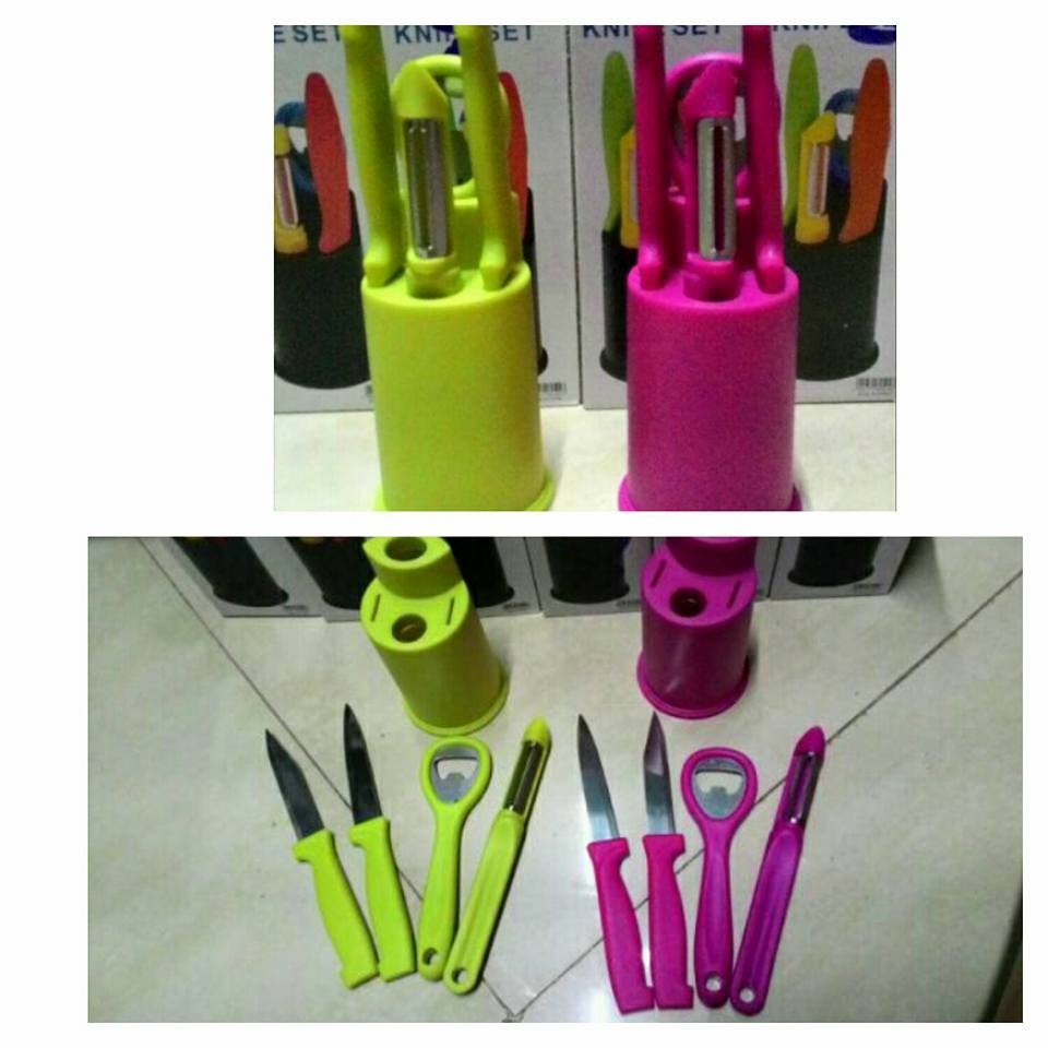 Pisau Set 5 in 1 Fruit Knife Set ( isi 2 pisau, pealer dan pembuka botol)