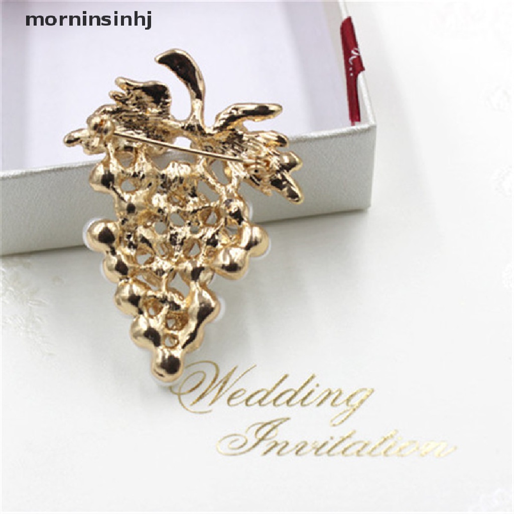 Mor Brospin Plating Rose Gold Desain Anggur Hias Mutiaraberlian Imitasi Untuk Scarfsyal